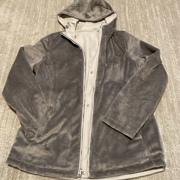 Free Country reversible taupe nylon/ plush hooded coat sz S - Picture 6 of 6